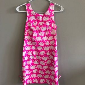 Lilly Pulitzer pink tusk in sun shift dress